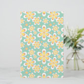 Gelbes Blumenmuster Briefpapier (Stehend Vorderseite)