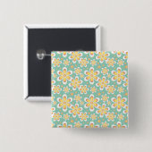 Gelbes Blumenmuster Button (Vorne & Hinten)