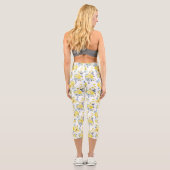Gelbes Blumenmuster Capri Leggings (Rückseite)