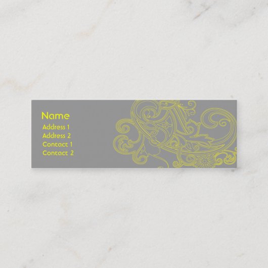 Gelbes Blumenmuster - dünn Mini Visitenkarte (Vorderseite)