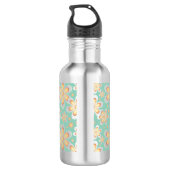 Gelbes Blumenmuster Edelstahlflasche (Rückseite)