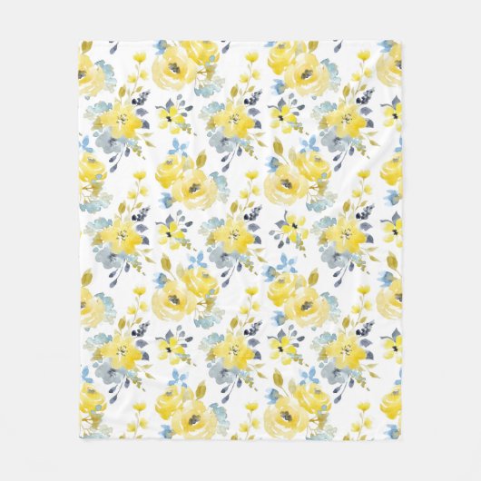 Gelbes Blumenmuster Fleecedecke (Vorderseite)