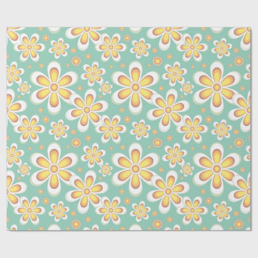 Gelbes Blumenmuster Geschenkpapier (Flach)