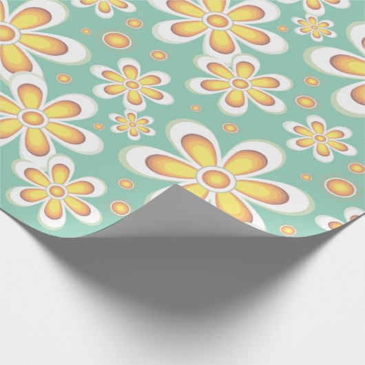 Gelbes Blumenmuster Geschenkpapier (Ecke)