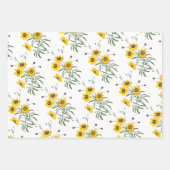 Gelbes Blumenmuster Geschenkpapier Set (Vorderseite)