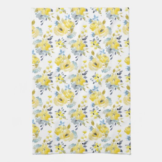 Gelbes Blumenmuster Geschirrtuch (Vertikal)