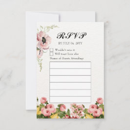 Gelbes Blumenmuster Hochzeitneutrale Gerahmte UAWG RSVP Karte