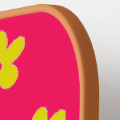 Gelbes Blumenmuster in Rosa Pickleball Schläger (Linke Seite)