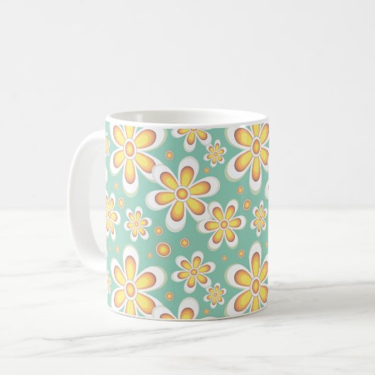 Gelbes Blumenmuster Kaffeetasse (Vorderseite Links)