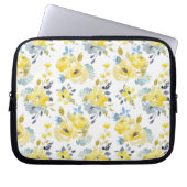 Gelbes Blumenmuster Laptopschutzhülle (Vorderseite)
