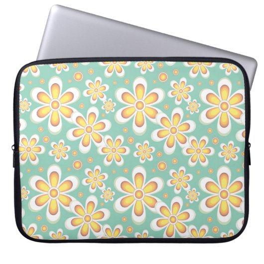 Gelbes Blumenmuster Laptopschutzhülle (Vorderseite)