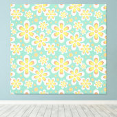 Gelbes Blumenmuster Leinwanddruck (Insitu (Holzboden))
