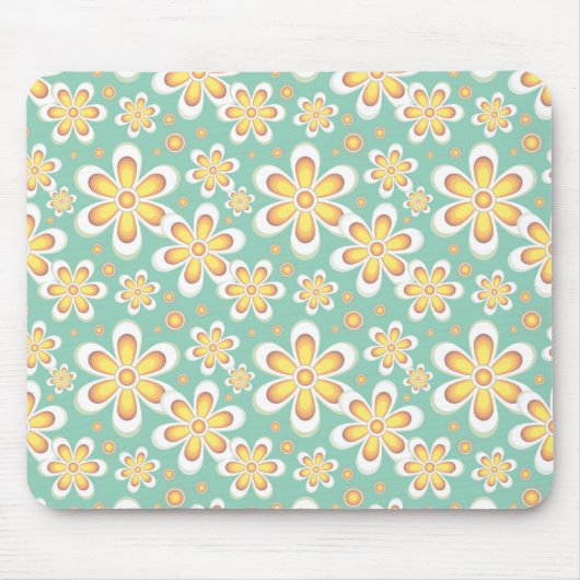 Gelbes Blumenmuster Mousepad (Vorne)