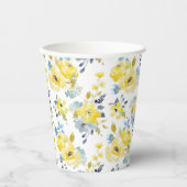 Gelbes Blumenmuster Pappbecher (Vorderseite)