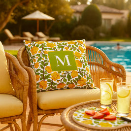 Gelbes Blumenmuster - Personalisiertes Monogramm Kissen