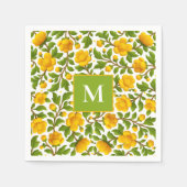 Gelbes Blumenmuster - Personalisiertes Monogramm Serviette (Vorderseite)