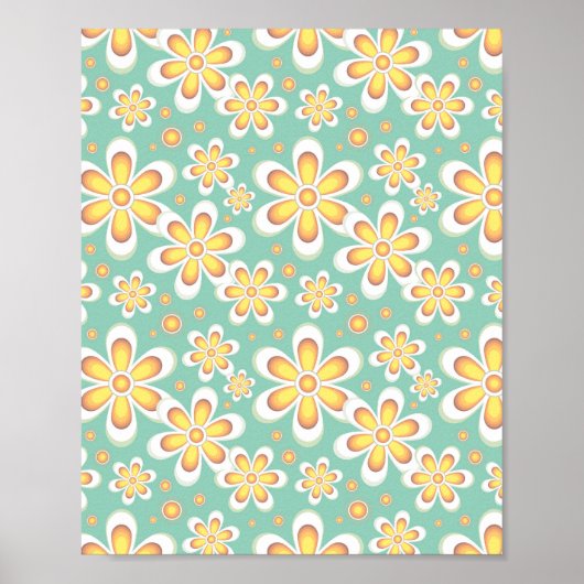 Gelbes Blumenmuster Poster (Vorne)