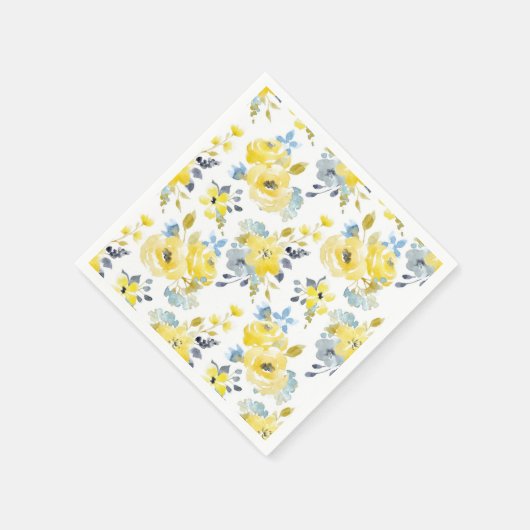 Gelbes Blumenmuster Serviette (Ecke)