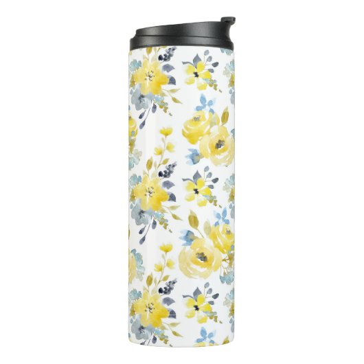 Gelbes Blumenmuster Thermosbecher (Nach links gedreht)