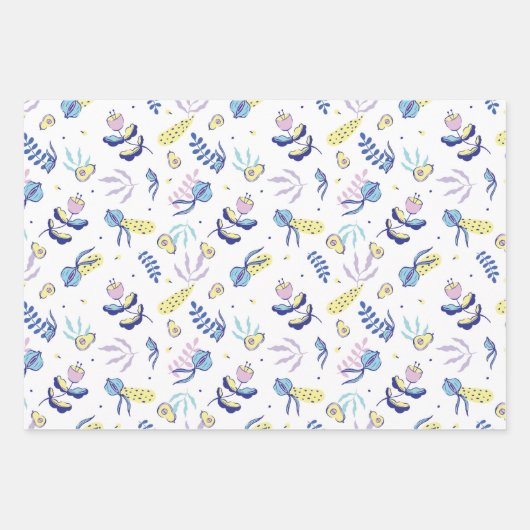 Gelbes Blumenmuster-Wrap-Papier Geschenkpapier Set (Vorderseite 2)