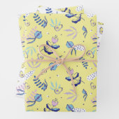 Gelbes Blumenmuster-Wrap-Papier Geschenkpapier Set (Beispiel)