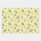 Gelbes Blumenmuster-Wrap-Papier Geschenkpapier Set (Vorderseite)