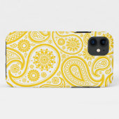 Gelbes Blumenpaisley-Monogramm-Muster Case-Mate iPhone Hülle (Rückseite (Horizontal))