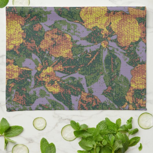 Gelbes Blumentarnungsmuster Geschirrtuch (Gefaltet)