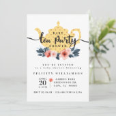 Gelbes Blumentee Party Kinderdusche Einladung (Stehend Vorderseite)