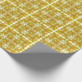 Gelbes Blumenvolk: Stilvolles Vintages Muster Geschenkpapier (Ecke)