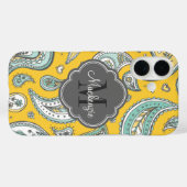 Gelbes Bohemisches Paisley-Monogramm Case-Mate iPhone Hülle (Rückseite (Horizontal))