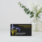 Gelbes Bollen-Power-Stecker für Blauer Blitz Visitenkarte (Stehend Vorderseite)