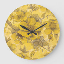 Gelbes botanisches Blumenmuster im Vintage-Stil
