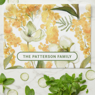 Gelbes botanisches florales personalisiertes Gesch Geschirrtuch