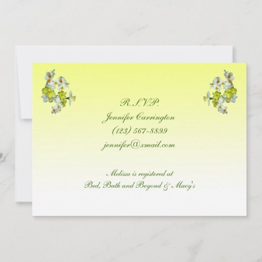 Gelbes Brautparty Einladung (Rückseite)