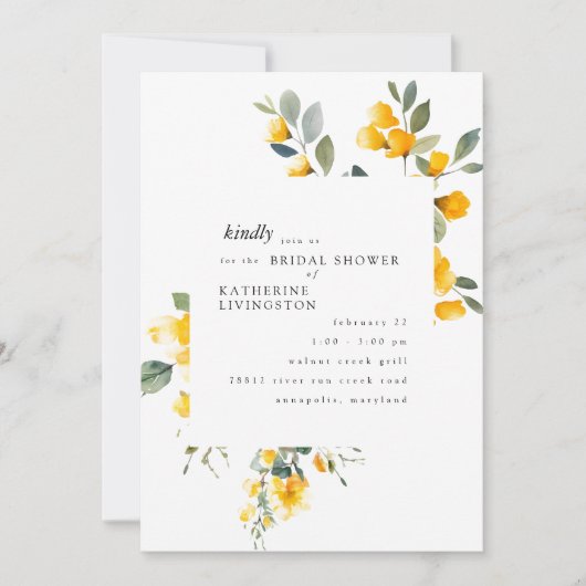 Gelbes Brautparty Einladung (Vorderseite)