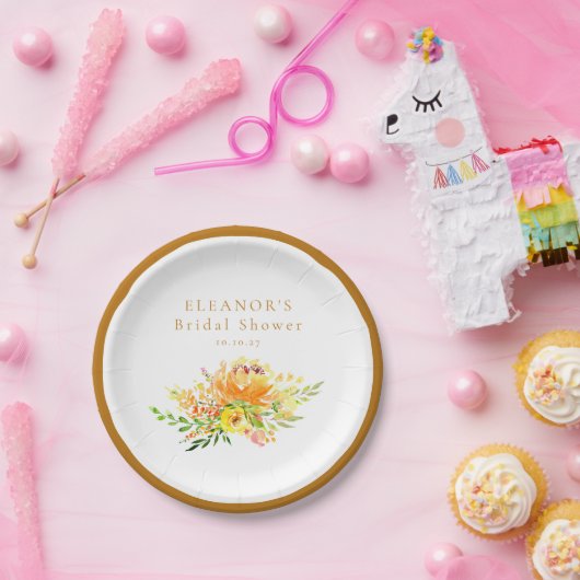 Gelbes Brautparty Pappteller (Party)