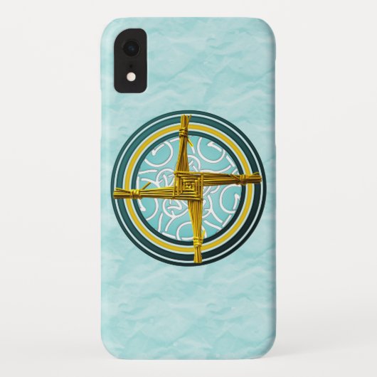 Gelbes Brigidskreuz auf blau Case-Mate iPhone Hülle (Rückseite)