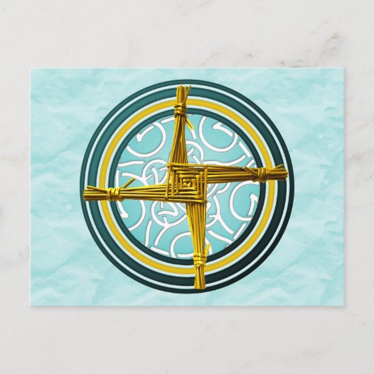 Gelbes Brigidskreuz auf blau Postkarte (Vorderseite)