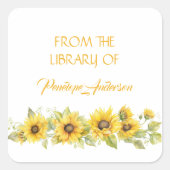 Gelbes Buchzeichen Quadratischer Aufkleber (Vorderseite)