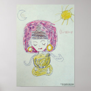 Gelbes Buddha-Plakat Poster