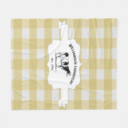 Gelbes Buffalo Karierte Farmkuh Fleece Blanken (Vorderseite (Horizontal))