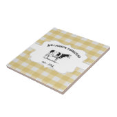 Gelbes Buffalo, Karierte Landkuh dekorativ Fliese (Seite)