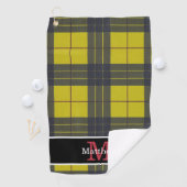 Gelbes Buffalo-Kariertes Muster Anfangsmonogramm Golfhandtuch (Insitu)