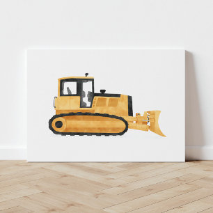 Gelbes Bulldozer Baufahrzeug Canvas Print Leinwanddruck