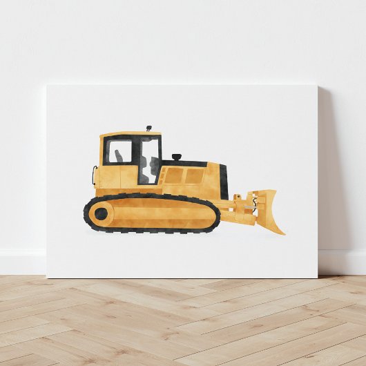 Gelbes Bulldozer Baufahrzeug Canvas Print Leinwanddruck