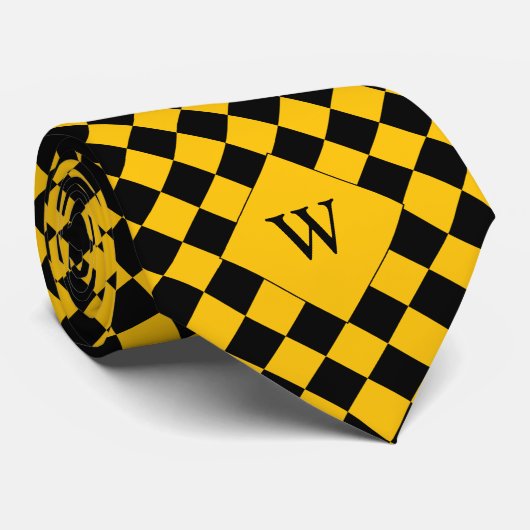 Gelbes Business Checked Monogram Krawatte (Gerollt)