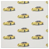 Gelbes C6 Korvette Handgezeichnetes Sketch-Gewebe Stoff (Muster)