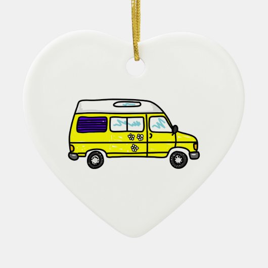 Gelbes Campervan Keramik Ornament (Vorne)