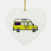 Gelbes Campervan Keramik Ornament (Hinten)